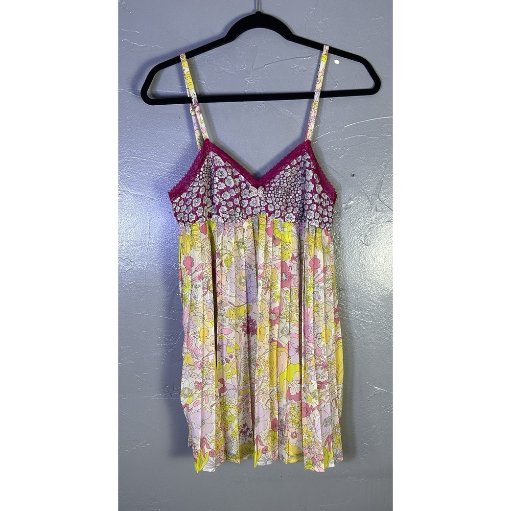 Liberty of London for Target pink & yellow floral pleated chemise Babydoll Small